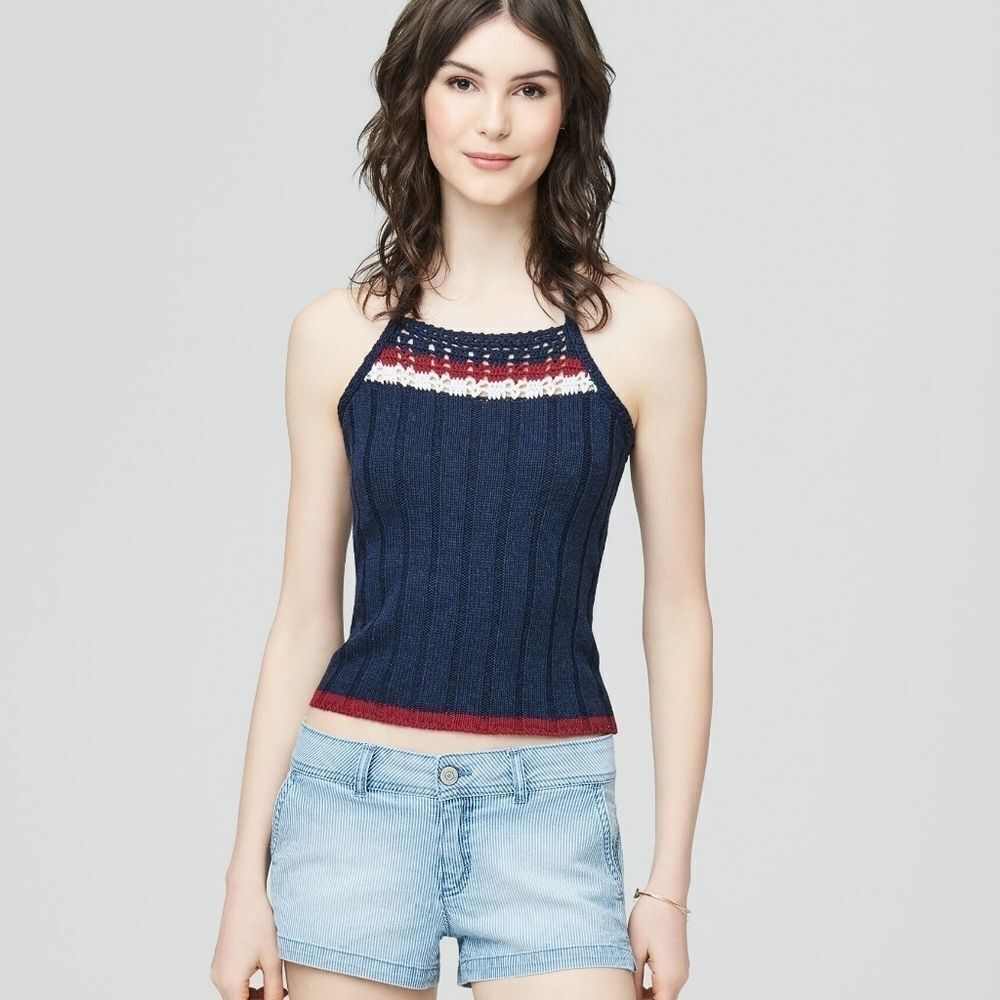 NEW Aeropostale knit halter top tank navy patriot